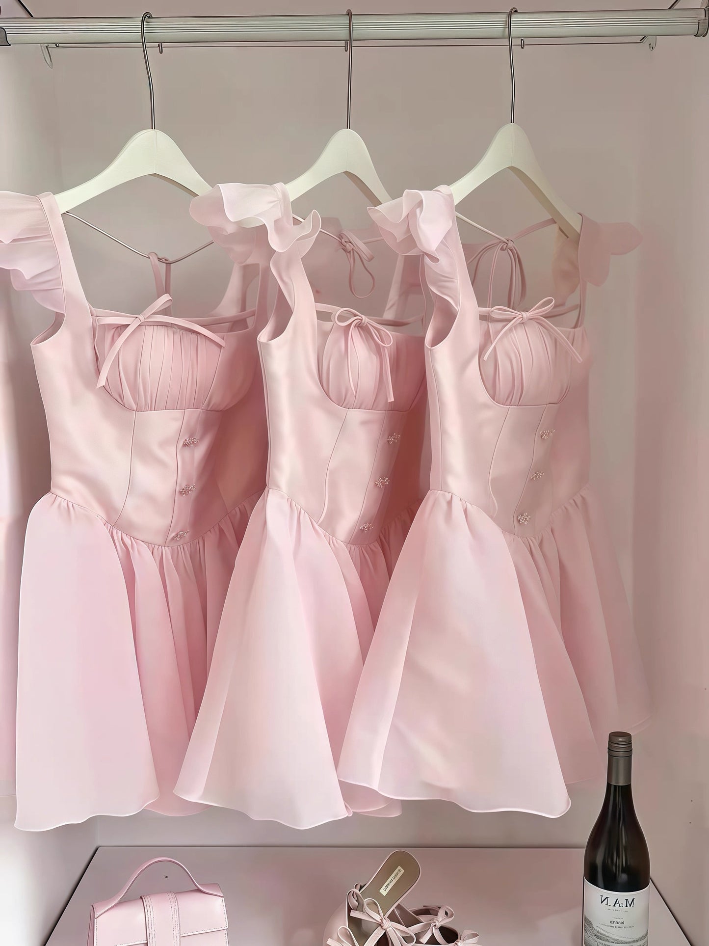 Simple A Line Square Neck Pink Short Formal Homecoming Dresses Party Graduation Dress Dance Hoco Dresses DH2774