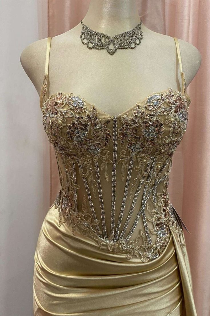 Sexy Silver Spaghetti Straps Mermaid Appliqued Prom Dress DP307