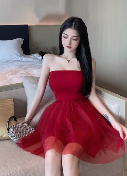 Rotes Damenkleid S88