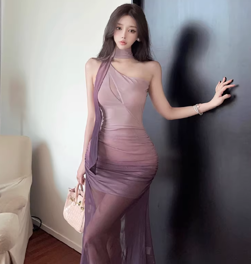Blaues Damenkleid S101