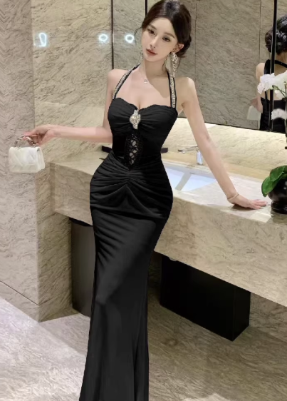 Black Long Women's Dress S166