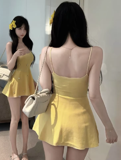 Yellow Short Women's Dress S139