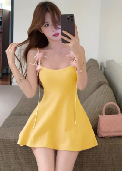 Yellow Short Women's Dress S131