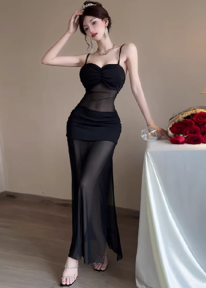 Black Long Women's Dress S121