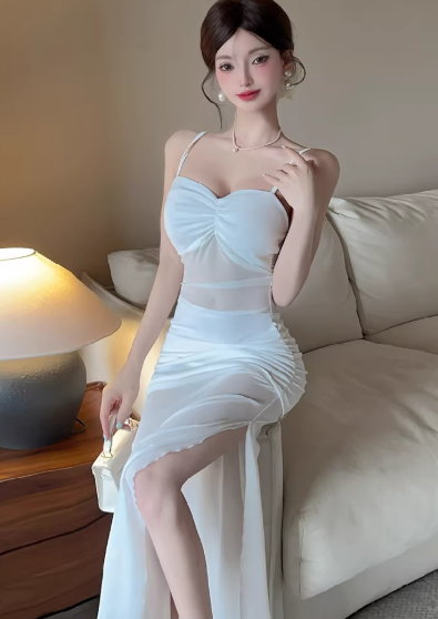 White Long Women's Dress S122