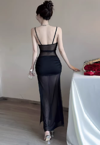 Black Long Women's Dress S121