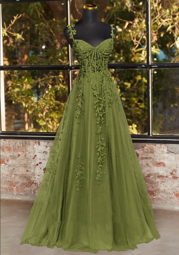 A-Linie V-Ausschnitt Ärmellos Sweep Schleppe Tüll Ballkleid mit Perlenapplikationen Abendkleider DP302