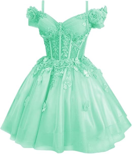 Robe de bal modeste à épaules dénudées en tulle rose blush, robe de soirée formelle, robe de bal de fin d'études, robe courte Hoco DH2596