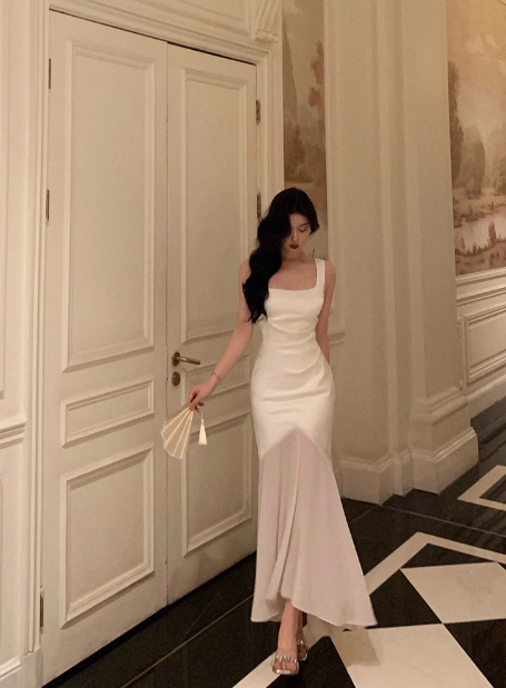 Pretty Mermaid Square Neckline White 18th Birthday Dress Party Outfits Birthday Outfits For Women DP0172