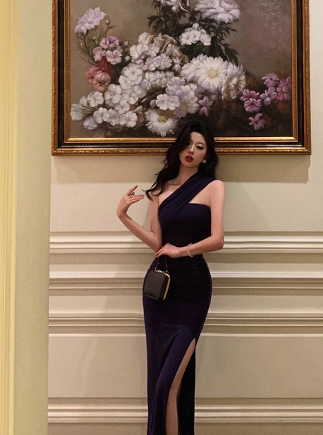 Sexy Sheath One Shoulder Slit 18th Birthday Dress Long Party Birthday Outfits For Women DP0187
