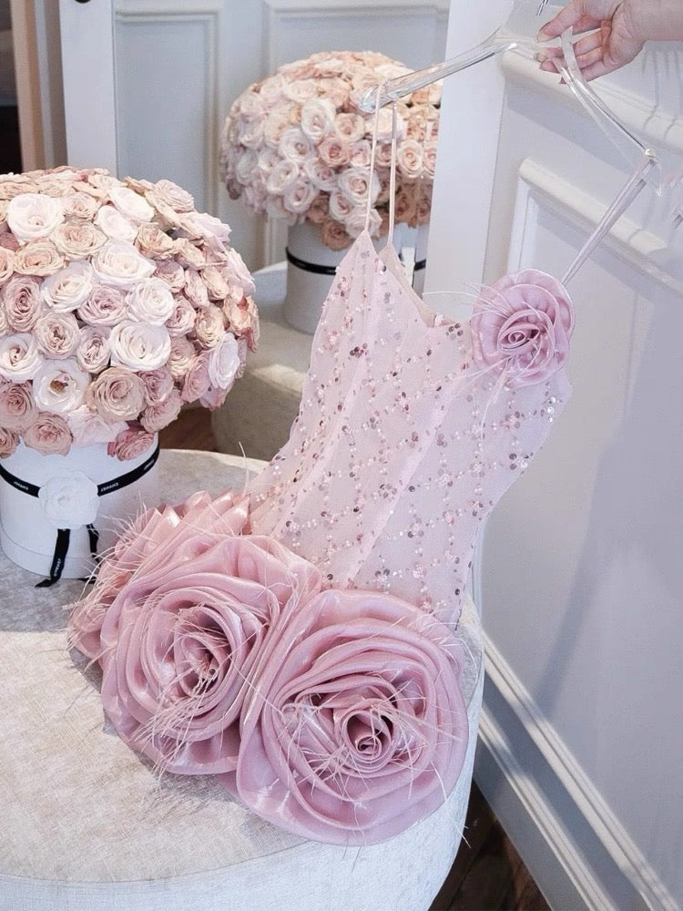 Robe fourreau rose à bretelles spaghetti, mini robe de soirée courte et élégante, robe de soirée chic et élégante, robe de cocktail pour 16 ans, robe en tulle Hoco DH2780