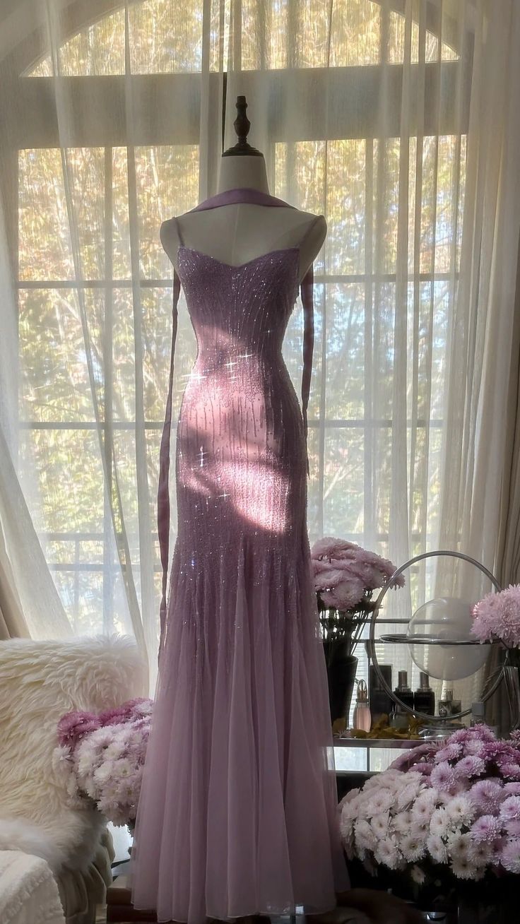 Sexy Mermaid Spaghetti Straps Purple Elegant Tulle Sequin Prom Dresses P0001