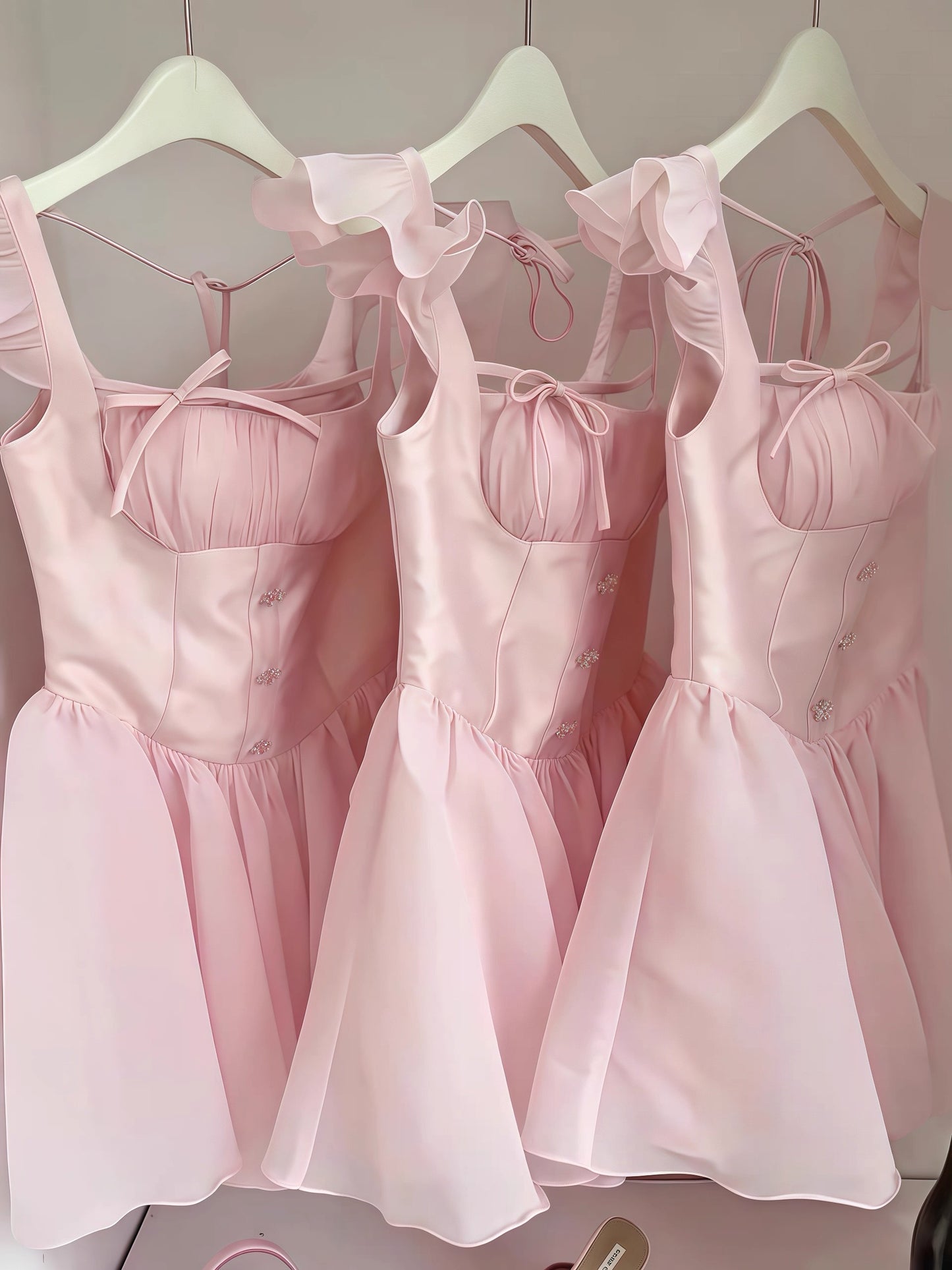 Simple A Line Square Neck Pink Short Formal Homecoming Dresses Party Graduation Dress Dance Hoco Dresses DH2774