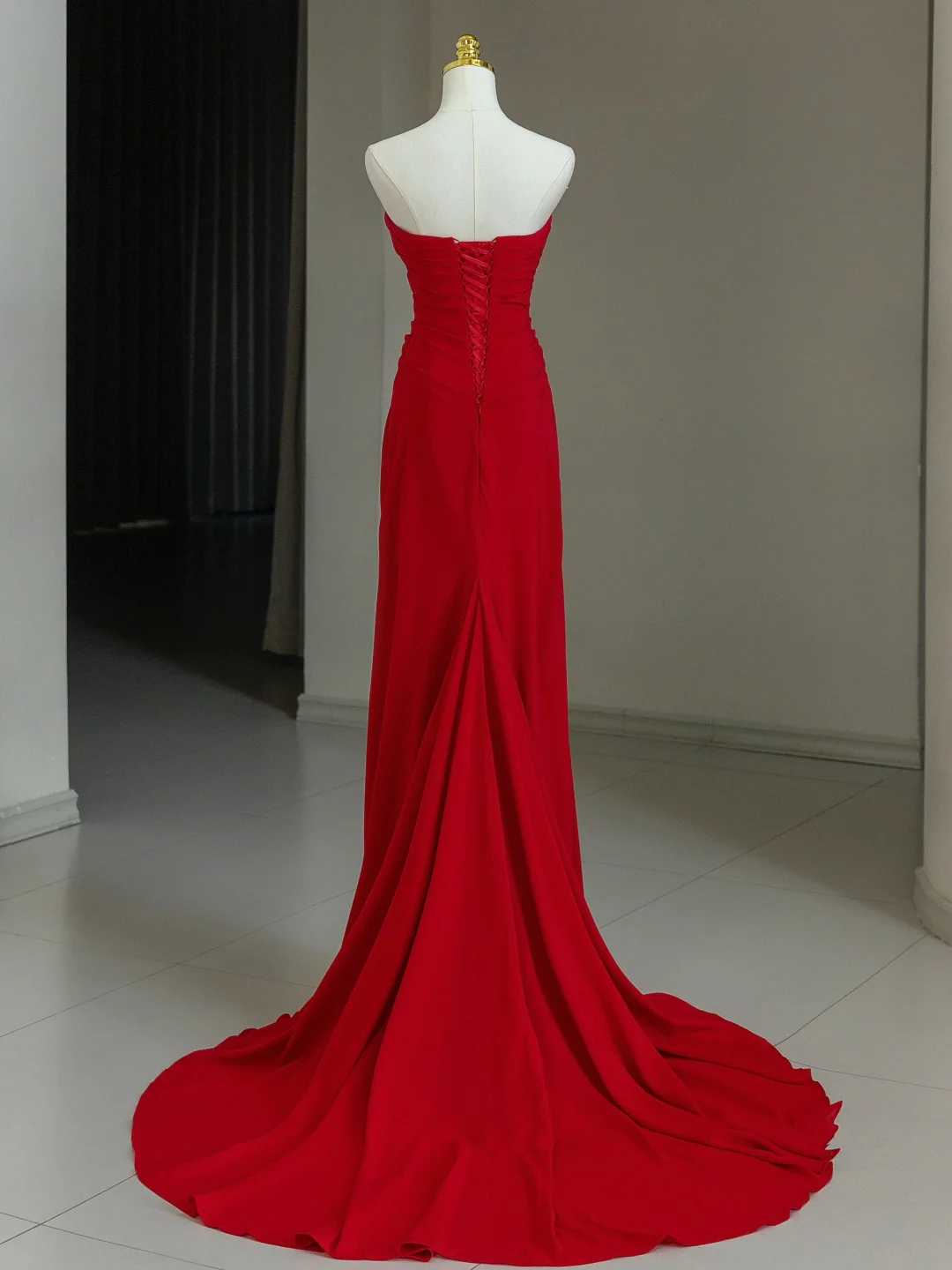 Robe de mariée modeste, fourreau, épaules dénudées, manches courtes, en tulle, élégante, DH1134