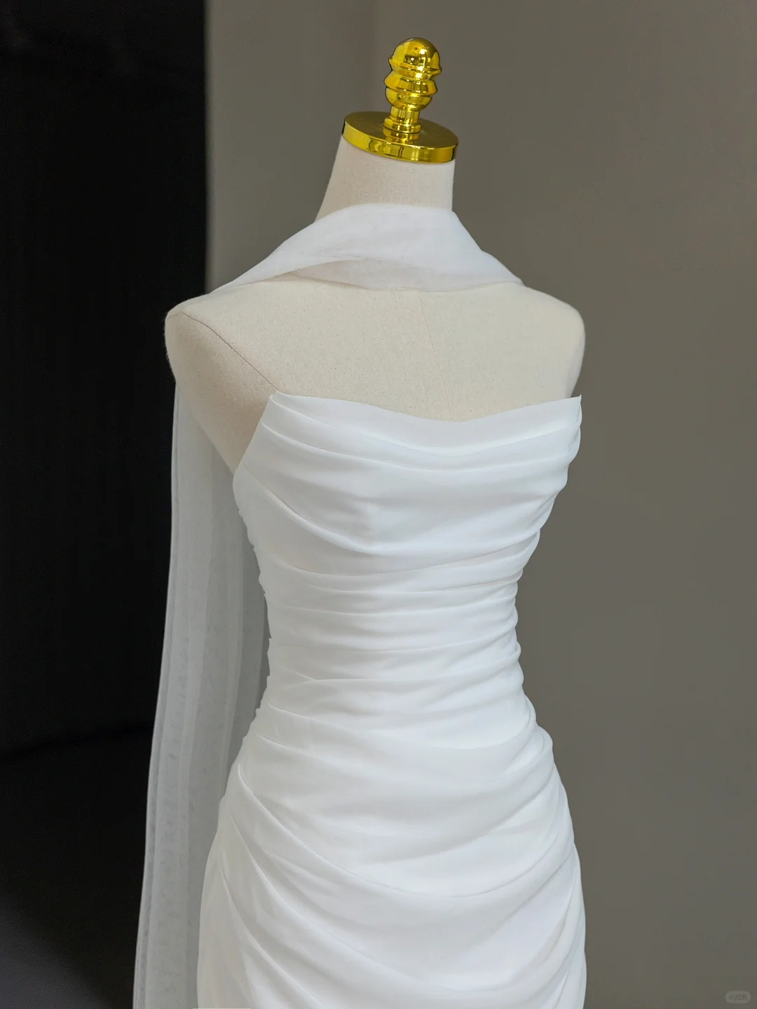 Robe de mariée modeste, fourreau, épaules dénudées, manches courtes, en tulle, élégante, DH1134