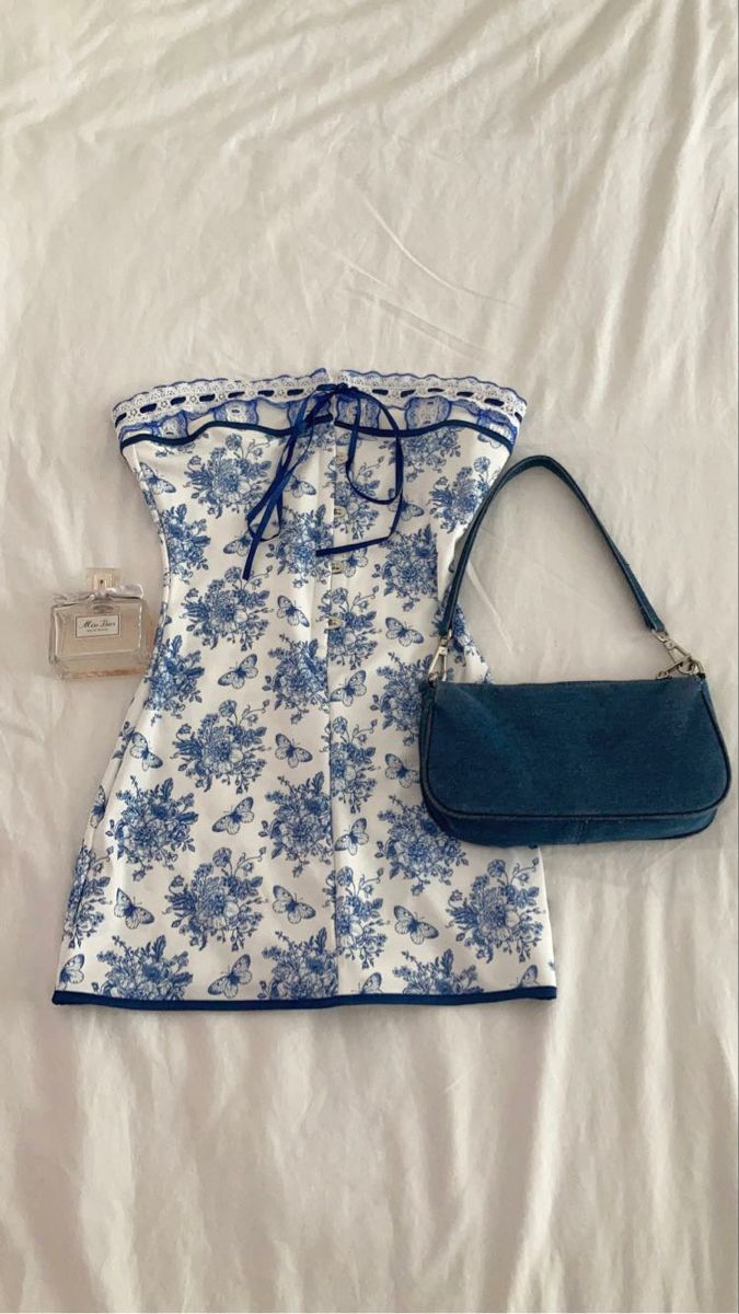 Cute A line Strapless Blue Floral Short Formal 8th Grade Homecoming Dresses Summer Middle School Hoco Dress Homecoming Outfits DH114