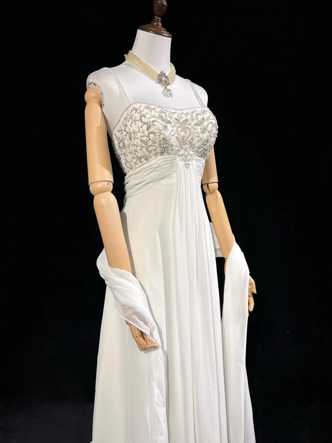 Unique Bridal Dress A line Spaghetti Straps White 90s Chiffon Wedding Dresses Vintage Bride Dress Bridal Gowns DH1262