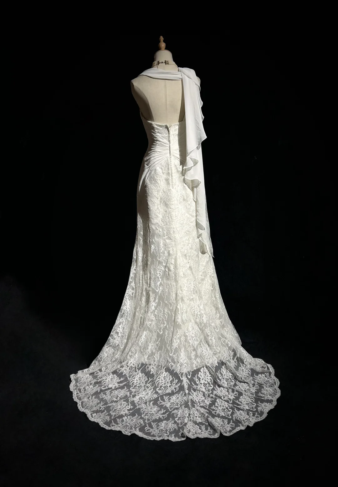 Unique Bridal Dress Mermaid One Shoulder Chiffon White Lace Wedding Dress With Beads 90s Wedding Dresses Vintage Bride Dress Bridal Gowns DH1264