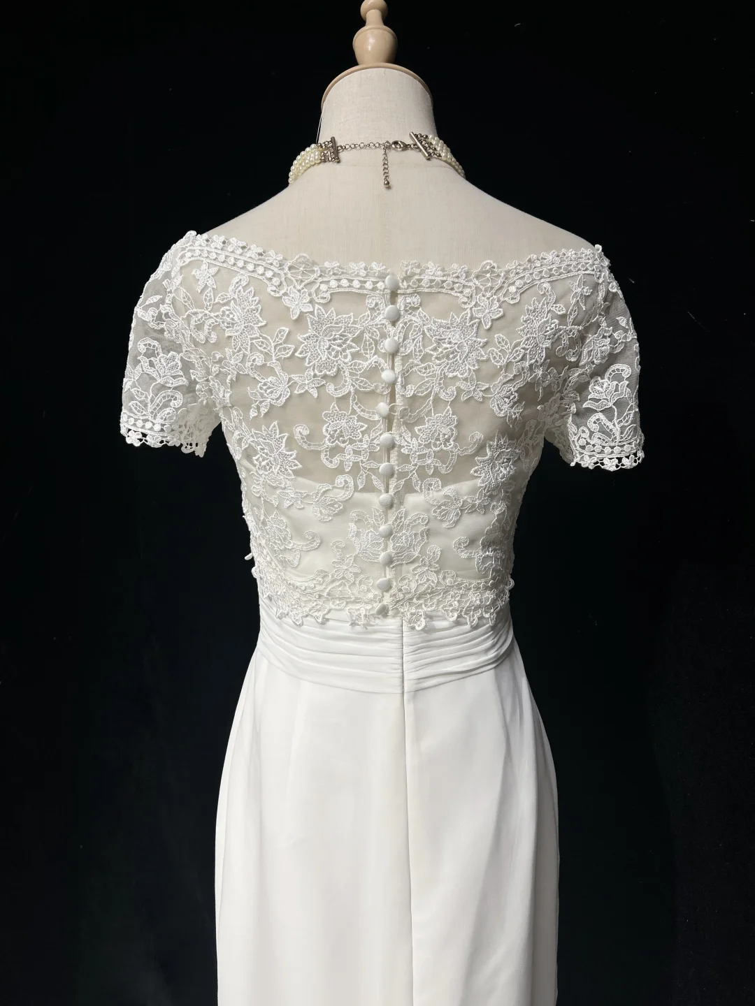 Einzigartiges Brautkleid Meerjungfrau trägerloses Chiffon-Brautkleid mit weißen kurzen Ärmeln Spitzenjacke Brautkleider Vintage 80er Jahre Brautkleider DH1265