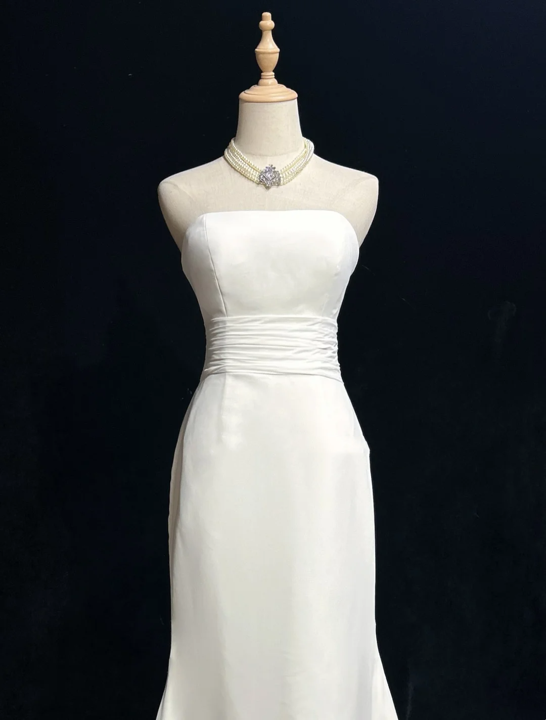 Einzigartiges Brautkleid Meerjungfrau trägerloses Chiffon-Brautkleid mit weißen kurzen Ärmeln Spitzenjacke Brautkleider Vintage 80er Jahre Brautkleider DH1265