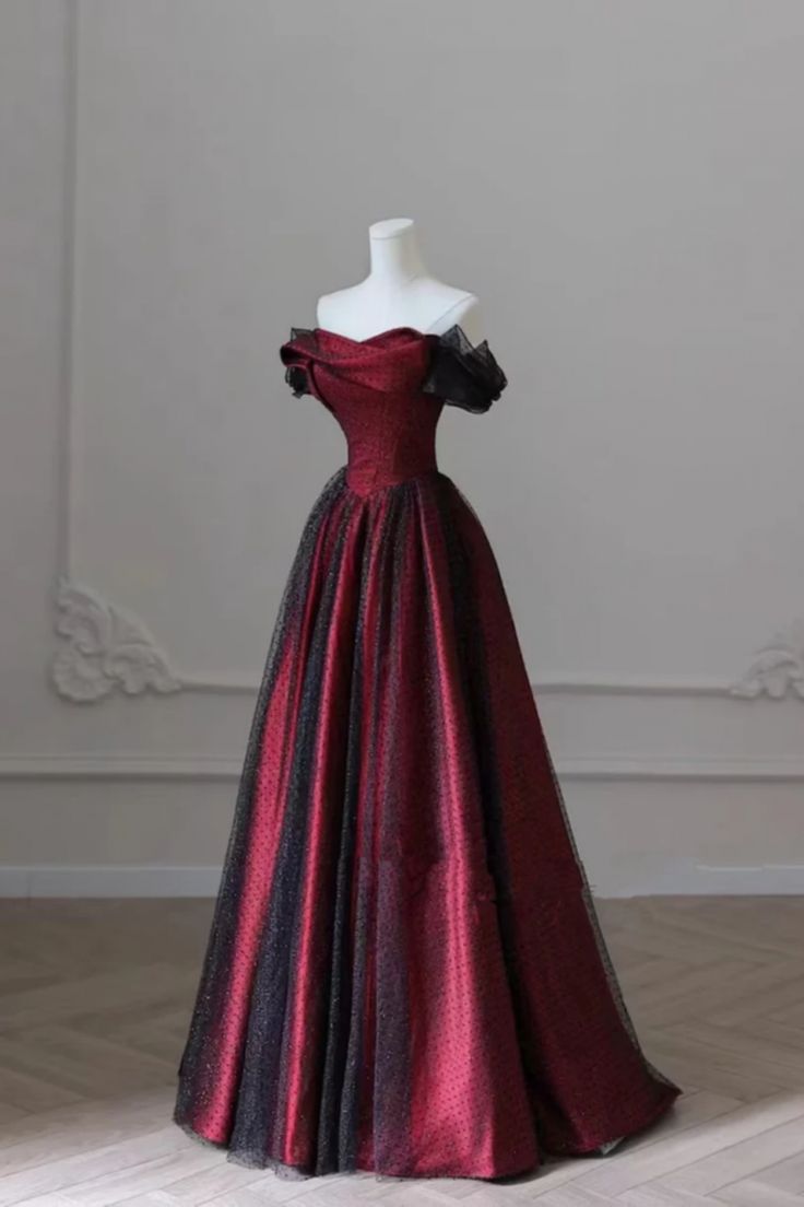 Elegant Ball Gown Off The Shoulder Wine Red Long Prom Dresses Party Dress Summer 20th Birthday Outfits 18th Birthday Dress Inspo For Teens DH126