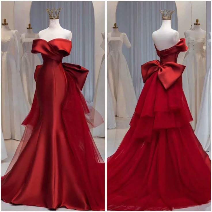 Elegant Mermaid Off The Shoulder Red Long Prom Dresses Party Dress Summer 20th Birthday Outfits 18th Birthday Dress Inspo For Teens DH127