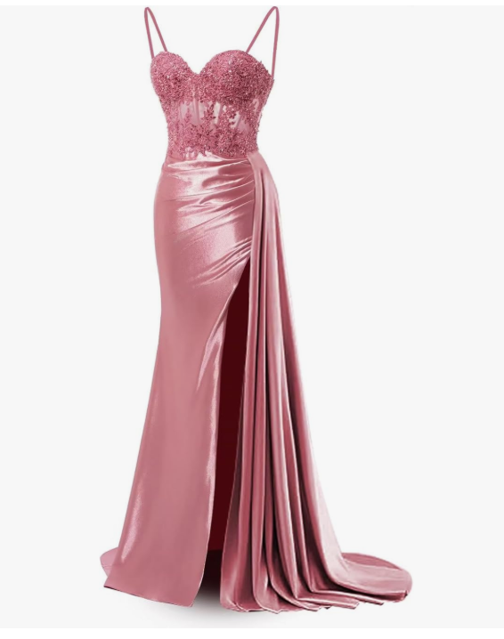 Elegant Mermaid Spaghetti Straps Green Satin Long Prom Dresses Party Dress Summer 20th Birthday Outfits 18th Birthday Dresses DH1278