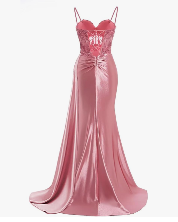 Elegant Mermaid Spaghetti Straps Green Satin Long Prom Dresses Party Dress Summer 20th Birthday Outfits 18th Birthday Dresses DH1278