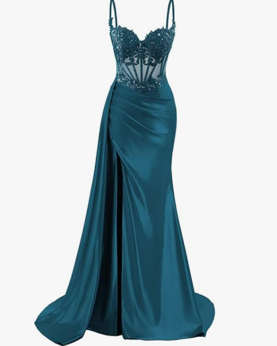 Elegant Mermaid Spaghetti Straps Pink Slit Satin Long Prom Dresses Party Dress Summer 20th Birthday Outfits 18th Birthday Dresses DH1280