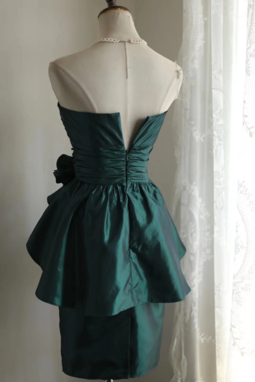 Vintage Sheath Strapless Dark Green Taffeta Mini Short Formal 8th Grade Homecoming Dresses Summer Middle School Hoco Dress 18th Birthday Outfits DH1311