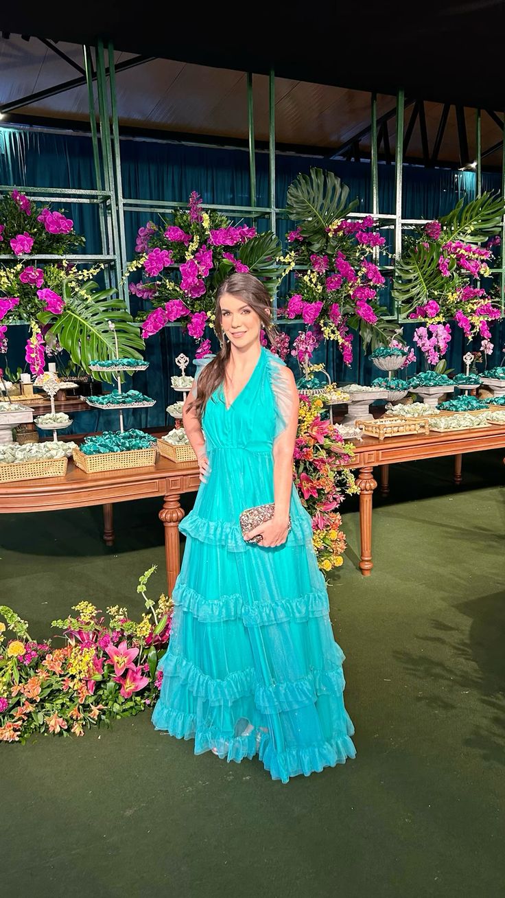 Classy A line Hater Blue Long Formal Prom Gown Summer Wedding Guest Dress Bridal Guest Dresses Wedding Outfits For Guest DH134
