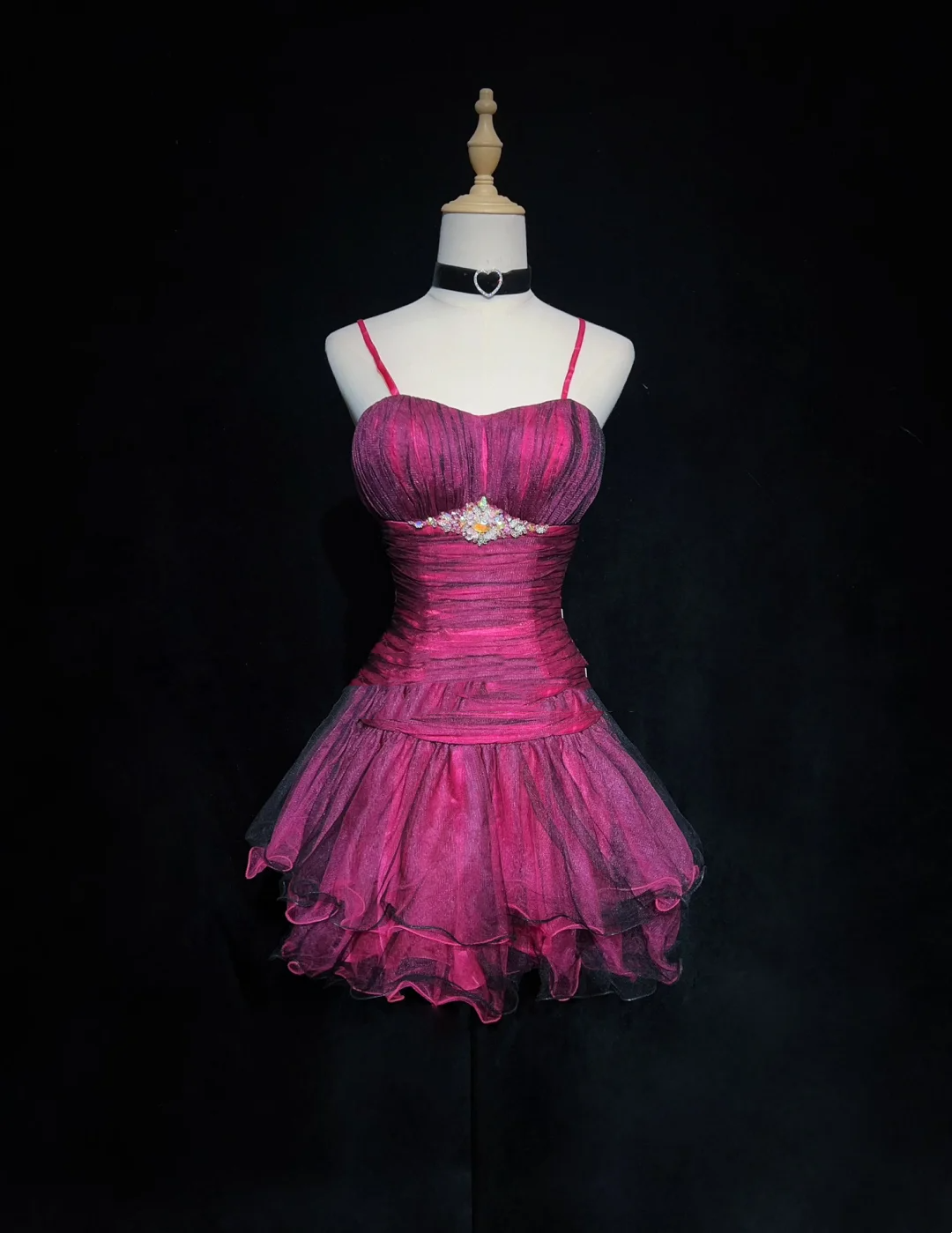 Unique Ball Gown Spaghetti Straps Pink Tulle Short Mini Formal 7th Grade Homecoming Dresses Middle School Short Cocktail Night Dress Hoco Outfits DH1443