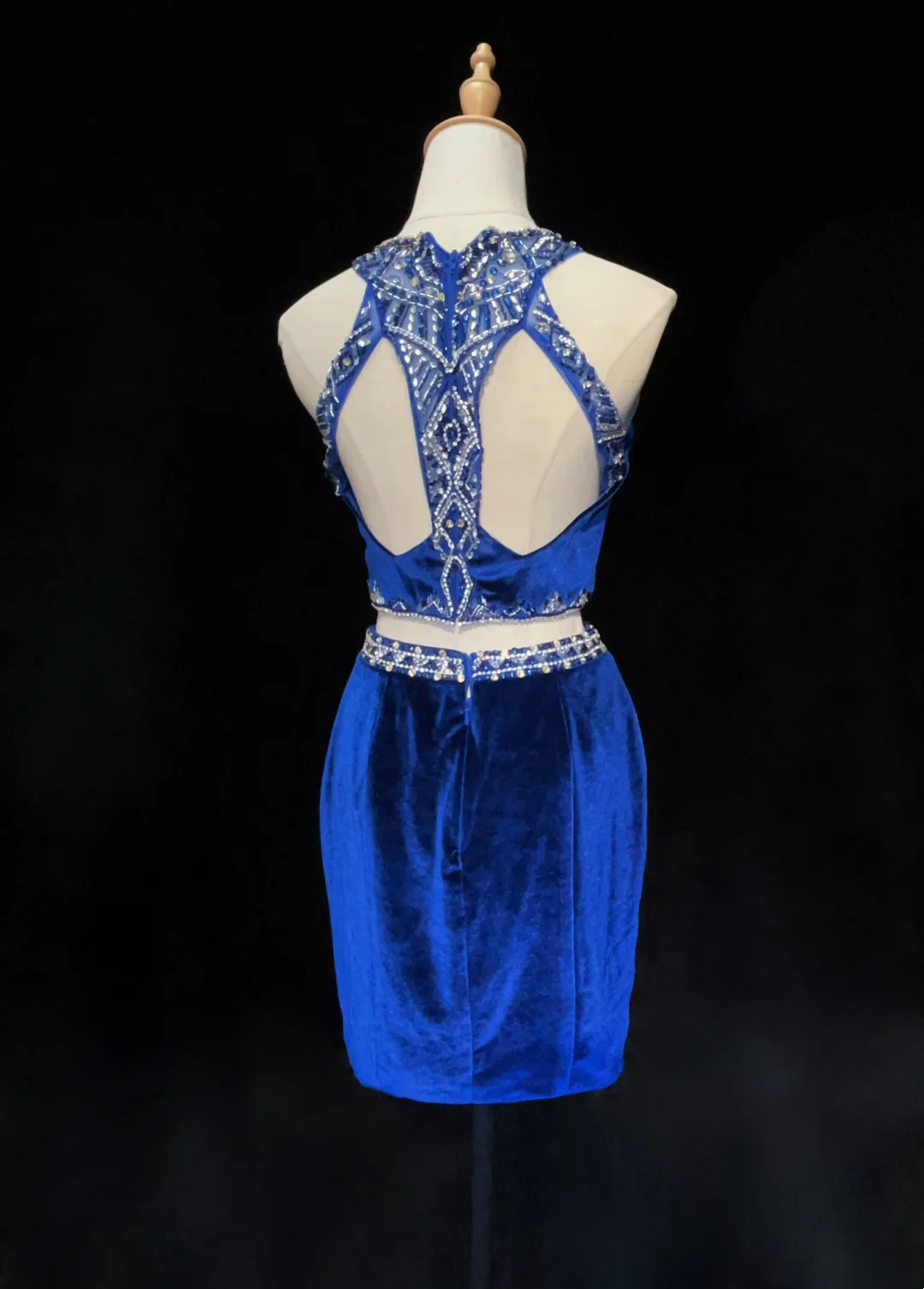 Unique Sheath 2 Pieces Royal Blue Velvet Short Mini Formal 7th Grade Homecoming Dresses Middle School Short Cocktail Night Dress Hoco Outfits DH1447
