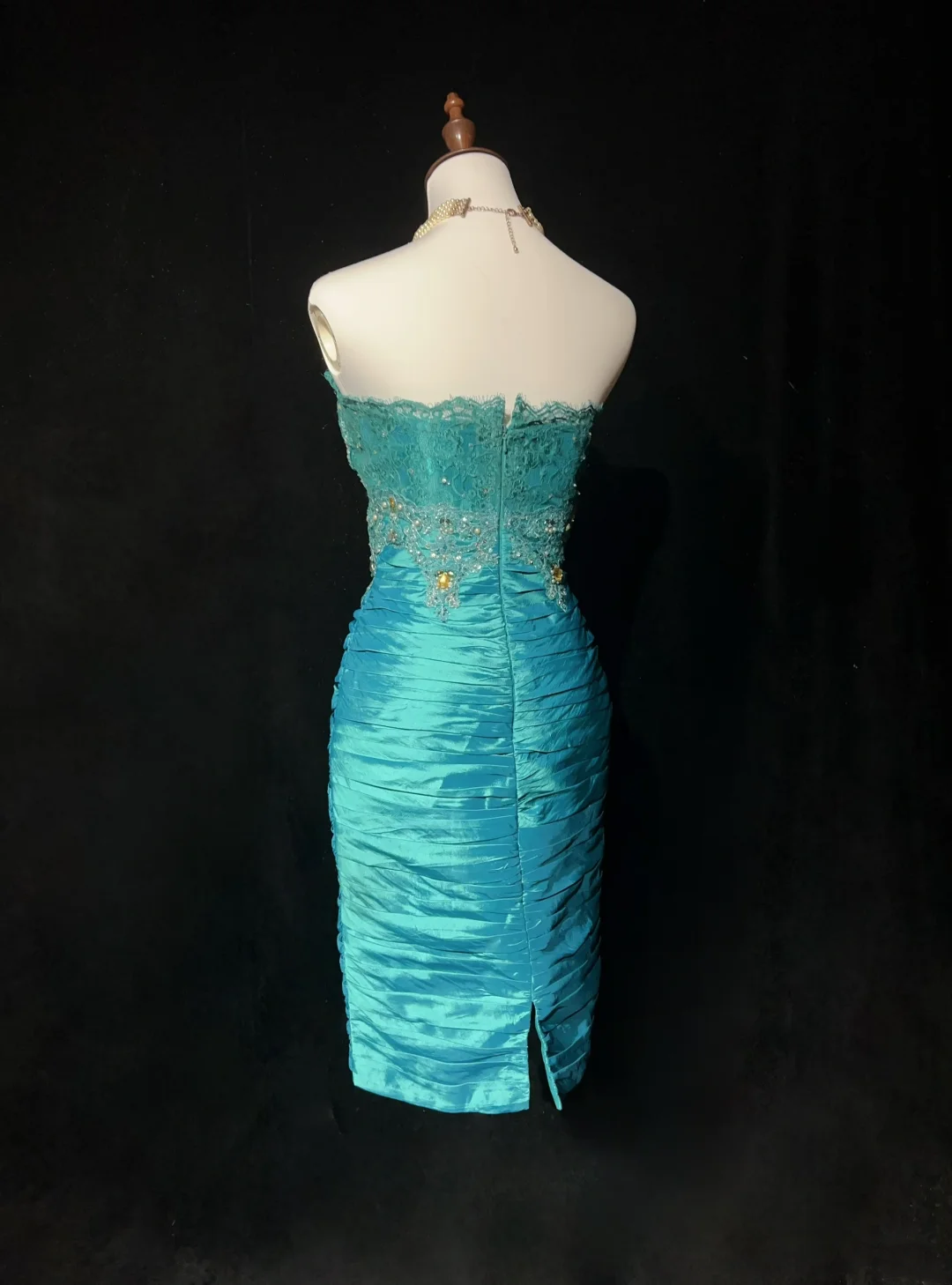 Vintage Sheath Strapless Blue Satin Knee Length Formal 8th Grade Homecoming Dresses Middle School Cocktail Dress Hoco Outfits DH1461