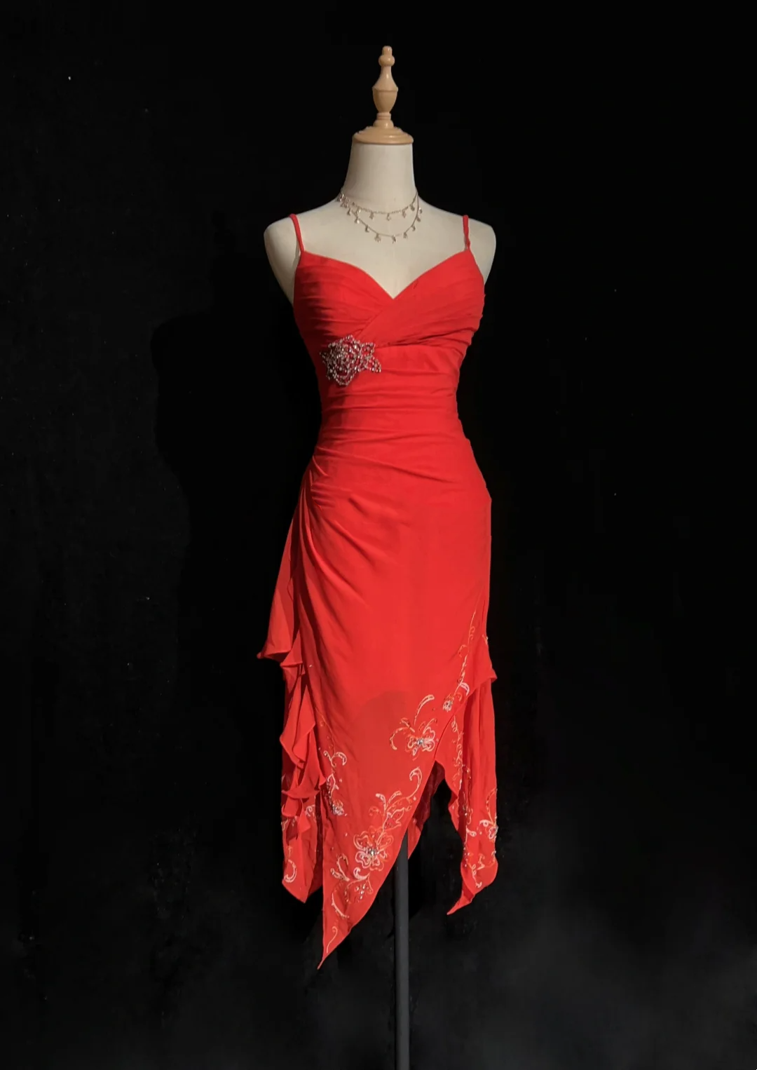 Vintage High Low Red Chiffon Knee Length Formal 8th Grade Homecoming Dresses Middle School Cocktail Dress Hoco Outfits DH1466
