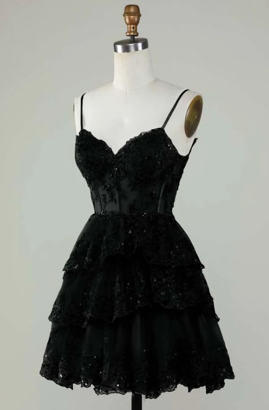 Unique A line Spaghetti Straps Blue Lace Short Mini Formal 7th Grade Homecoming Dresses Middle School Short Cocktail Night Dress Hoco Outfits DH1513