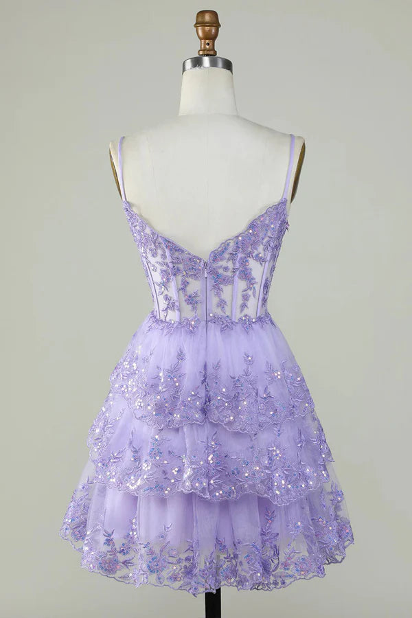 Unique A line Spaghetti Straps Blue Lace Short Mini Formal 7th Grade Homecoming Dresses Middle School Short Cocktail Night Dress Hoco Outfits DH1513