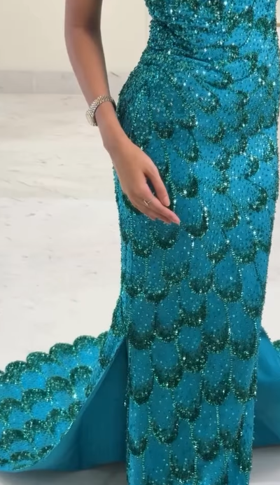 Elegant Sheath Strapless Blue Sequin Prom Dresses Party Dress Summer 22th Birthday Outfits 18th Birthday Dresses DH1584
