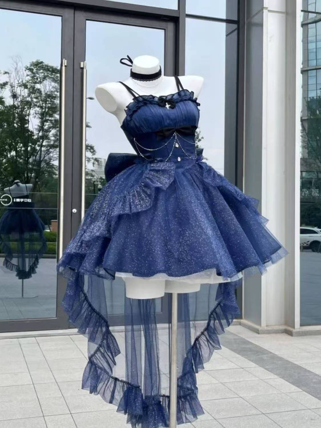 Sweet Ball Gown Spaghetti Straps Navy Blue Gotica Formal 8th Grade Homecoming Dresses Middle School Cocktail Dress Hoco Outfits Lolita Dress DH1620