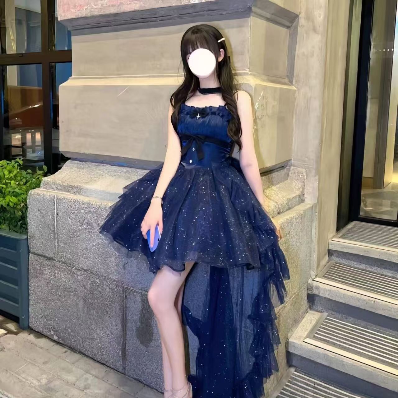 Sweet Ball Gown Spaghetti Straps Navy Blue Gotica Formal 8th Grade Homecoming Dresses Middle School Cocktail Dress Hoco Outfits Lolita Dress DH1620