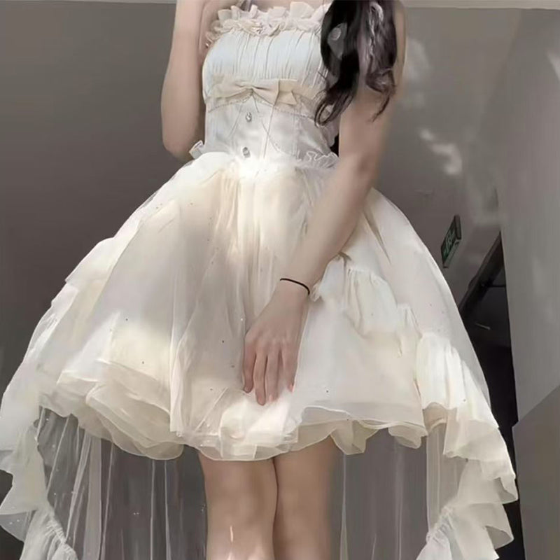 Goth Ball Gown Spaghetti Straps Tulle Short Mini Formal 8th Grade Homecoming Dresses Middle School Cocktail Dress Lolita Outfits DH1624