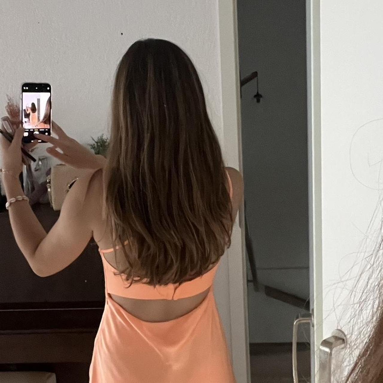 Robe de soirée courte en satin orange à bretelles spaghetti, style trapèze, tenue de cocktail dos nu, style collège, DH1722