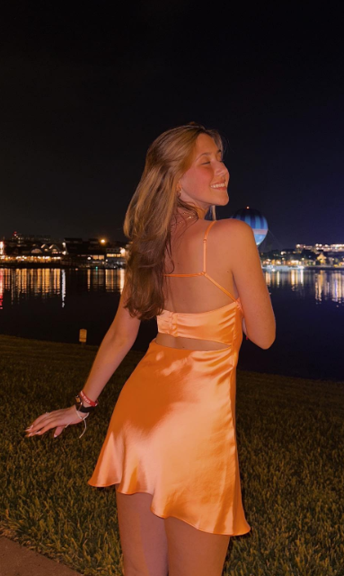 Robe de soirée courte en satin orange à bretelles spaghetti, style trapèze, tenue de cocktail dos nu, style collège, DH1722