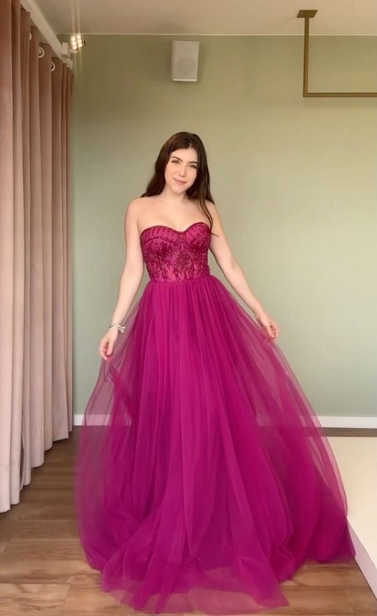 Elegant A Line Sweetheart Grape Long Prom Dresses Party Dress 21st Birthday Outfits Graduation Dresses DH175