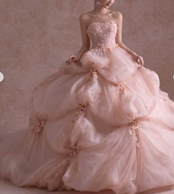 Vintage Wedding Gown Bridal Dress Ball Gown Strapless Organza Wedding Dress Pink Wedding Dresses Modest Wedding Gowns DH1761