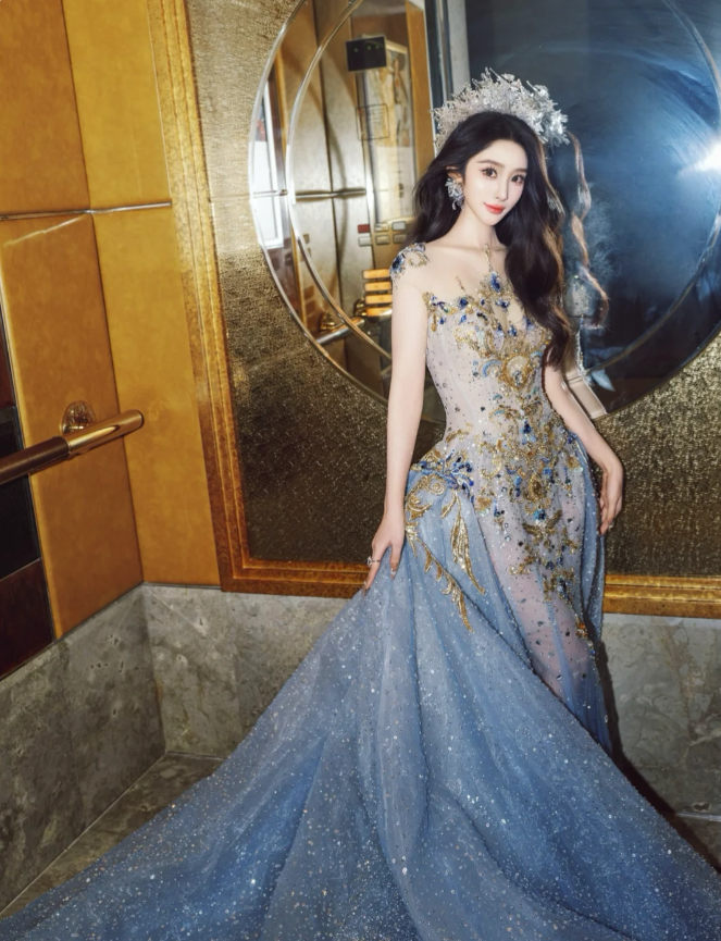 Luxury Mermaid High Neck Light Sky Blue Wedding Dress Modest Wedding Dresses Princess Wedding Gowns DH1778