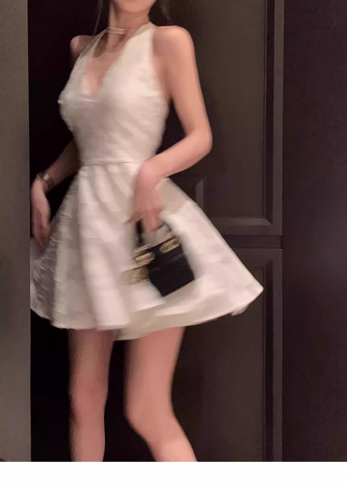 Robe de bal courte en satin et dentelle blanche, coupe trapèze élégante, col licou, tenue de soirée pour le collège, le 16e anniversaire, DH1798