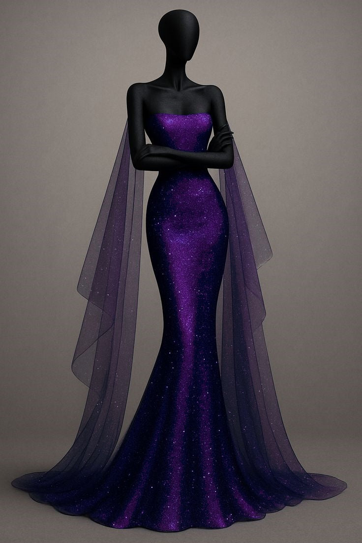 Sexy Mermaid Strapless Royal Blue Sequin Long Prom Dresses Party Dress 20th Birthday Outfits Graduation Dresses DH1881
