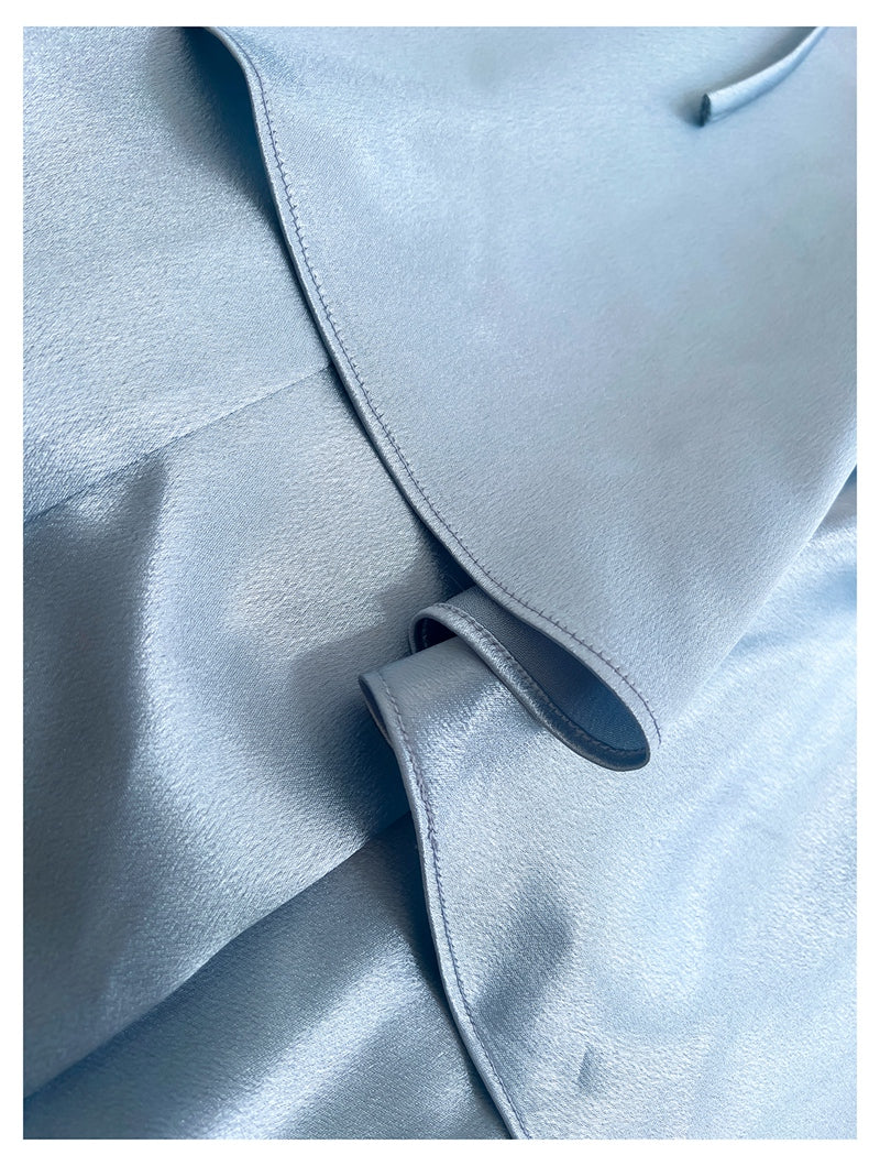 Simple Mermaid Spaghetti Straps Dusty Blue Satin Long Prom Dresses Party Dress 20th Birthday Outfits Graduation Dresses DH1911