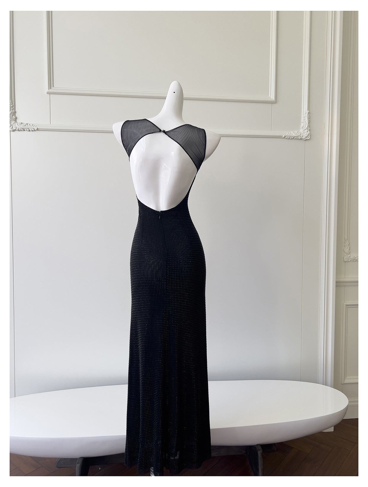 Sexy Mermaid Square Neck Black Sequin Long Prom Dresses Party Dress 20th Birthday Outfits Graduation Dresses DH1995